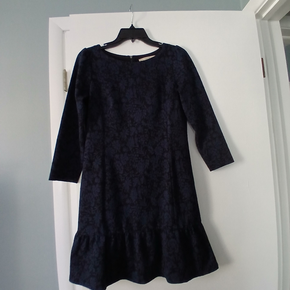 Elegant Navy Blue Dress with Ruffle Hem BY loft Size 0